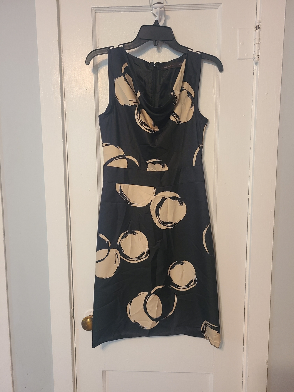 The Limited Black Midi Dress with Cream Circle Print